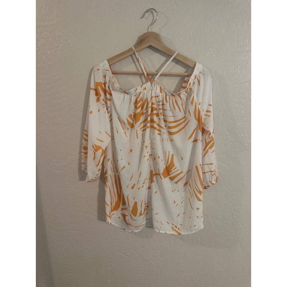 Bishop & Young Y White & Yellow Off The Shoulder Riviera Beachy Blouse - Picture 11 of 11